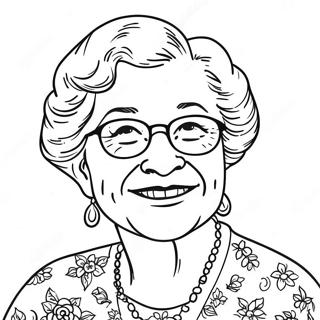 Grandma With Heartwarming Smile Coloring Page 9996-8147