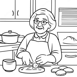 Grandma Baking Cookies In The Kitchen Coloring Page 9997-8149