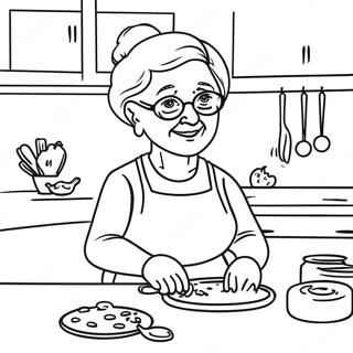 Grandma Baking Cookies In The Kitchen Coloring Page 9997-8150