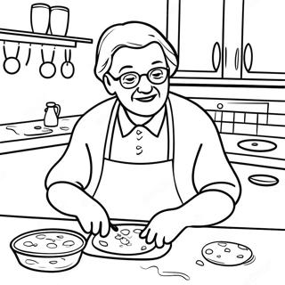 Grandma Baking Cookies In The Kitchen Coloring Page 9997-8151